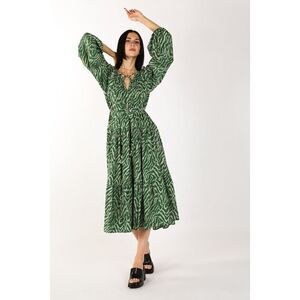 NWOT JACQUELINE ZEBRA PRINTED PUFF SLEEVE MIDI DRESS BY BEULAH WOMEN’S SMALL